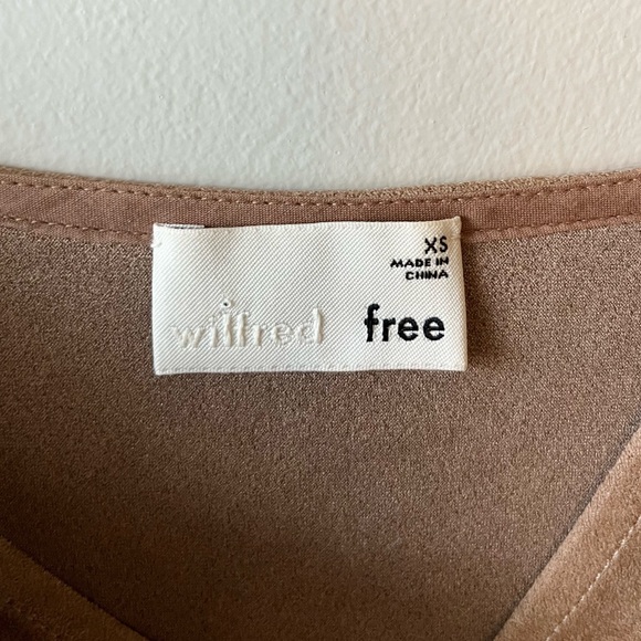 Aritzia Wilfred Free Tan Faux Suede Mini Dress Size XS- Festival Summer Flirty - Picture 6 of 11